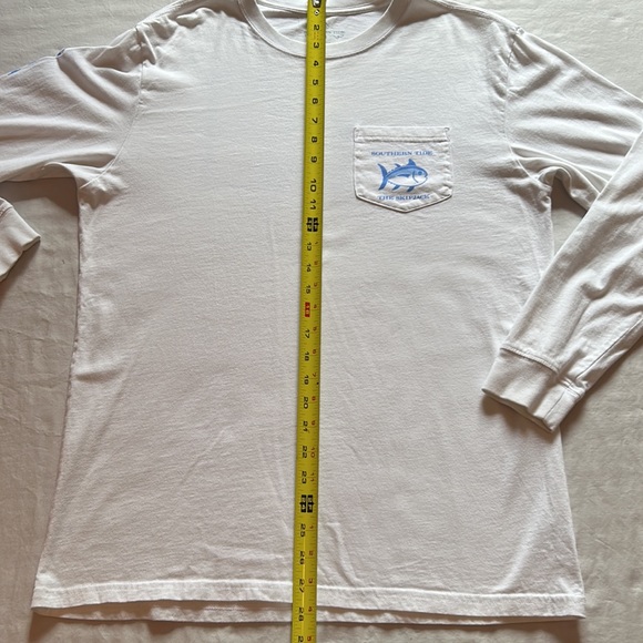 Southern Tide The Skipjack Long Sleeve Tee in Bright White/Carolina Blue, Size M - Picture 8 of 12